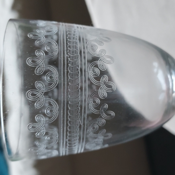 Crystal wine glasses etched scroll art deco art nouveau mcm retro - Picture 9 of 14